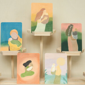 mother and child illustration set van 5 lieuwkje